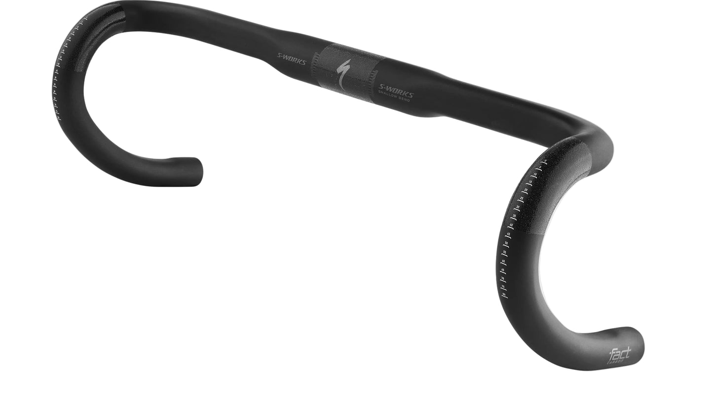 Black bicycle handlebar with Specialized logo on a white background